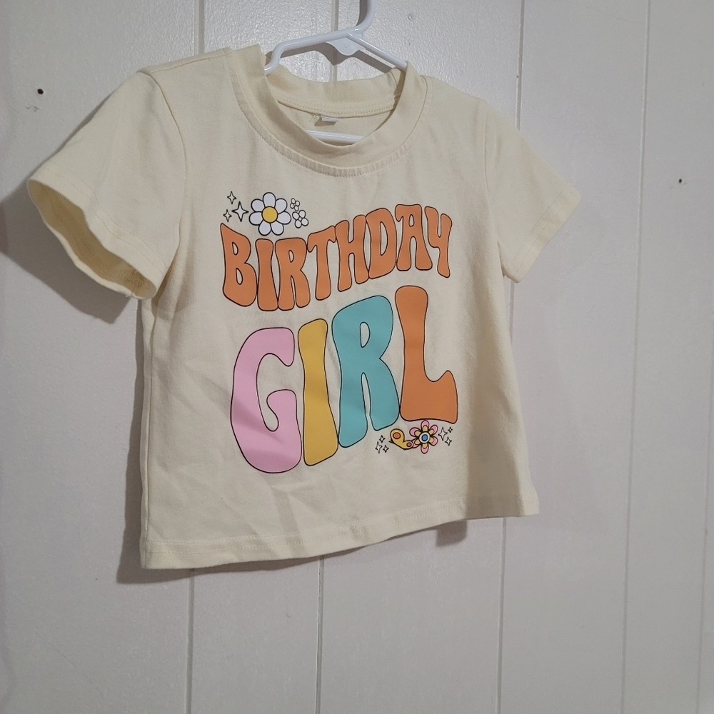Birthday Girl Cream T-Shirt SIZE 2T